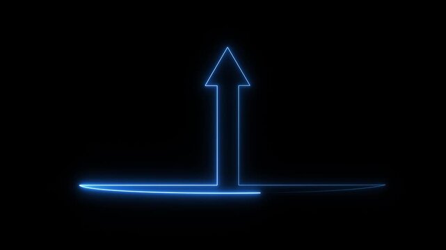 Abstract Glowing neon line icon and up arrow animation. growth up concept, Money, profit, investment, growth business up arrow animation on black background.