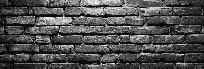 Obraz premium Aged brick wall in monochrome, detailed texture, construction, architecture, background