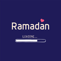 Ramadan Loading  Creative heart Illustration on blue Background