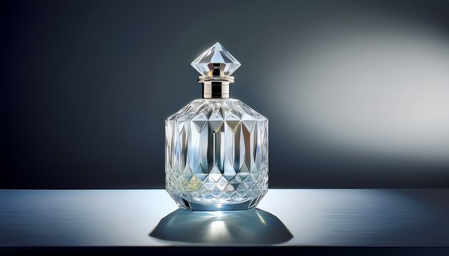 crystal perfume bottle faceted and clear