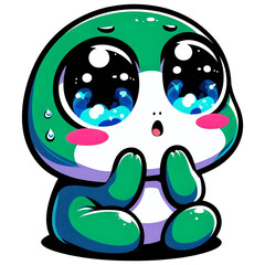 Fototapeta premium A frog sitting quietly with teary eyes