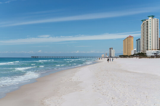 Panama City Beach skyline and pier on a sunny winter day in Florida