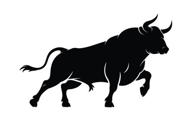 Obraz premium a striking black silhouette of a powerful bull with large impressive horns