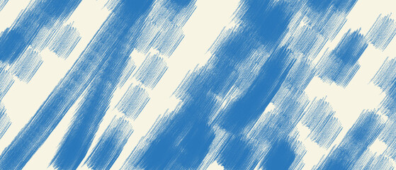 Blue Paint Brush Strokes Texture Isolated on Transparent Background