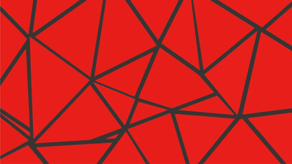 Geometric pattern of intersecting black lines on red background viewed from directly above illustrating modern art and design elements