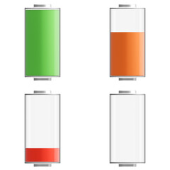 3D Battery Level Indicator Icons Set for App UI and Power Status / 3D 배터리 충전 상태 단계 아이콘 일러스트 세트