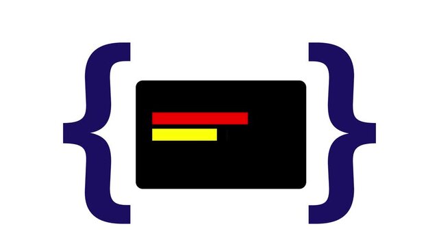 Stylized web browser coding interface with animated code snippets