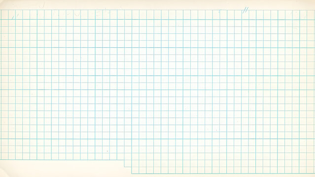 Close-up view of a blank graph paper page with thin teal grid lines and a subtle aged, off-white paper texture, perfect for notes. - Powered by Adobe