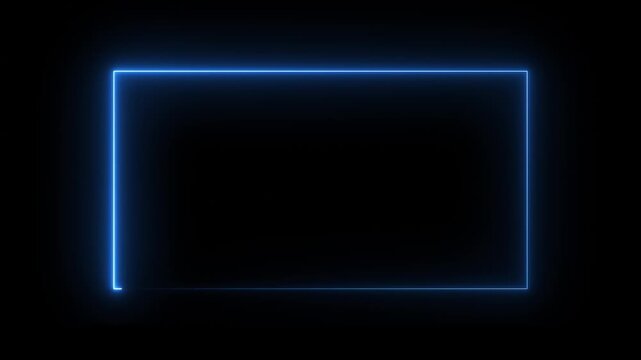rectangle frame icon animation glowing neon pink and blue color bordar frame display box round shape retro screen photo frame rotation seamless footage line movement on black background