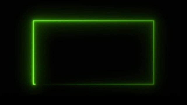 rectangle frame icon animation glowing neon pink and blue color bordar frame display box round shape retro screen photo frame rotation seamless footage line movement on black background