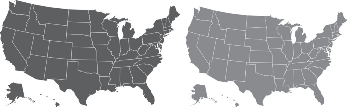 USA grey color map on white background