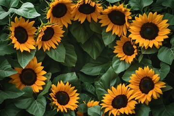 A minimalist background bordered by cheerful sunflowers, evoking warmth and happiness, ideal for creative projects or seasonal decor.