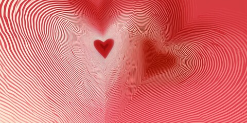 a pink background with heart-shaped lines in shades of red and white the pattern resembles two overlapping hearts, forming the shape of another smaller heart within it Generative AI