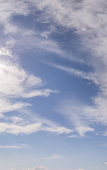 Fototapeta premium Vast Sky With White Clouds Over Calm Blue Horizon Cloudscape Landscape
