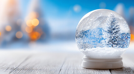 A beautiful snow globe with a winter scene captures the magic of the season, perfect for holiday decor and festive celebration.