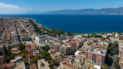 Aerial view of the historic center of Reggio Calabria, in southern Italy. It is a city overlooking...