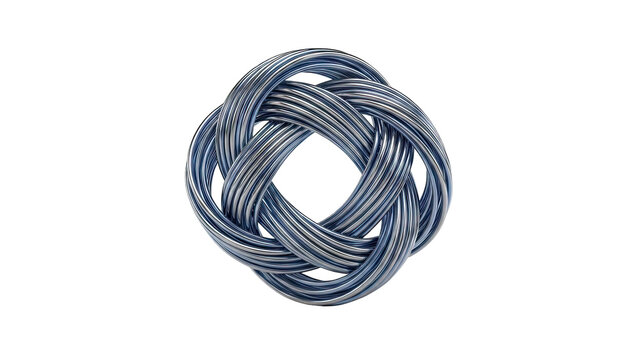 Intertwined Metallic Wires Forming a Complex Knot - Powered by Adobe