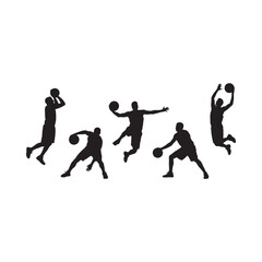 basketball players in dynamic motion captured in a striking silhouette