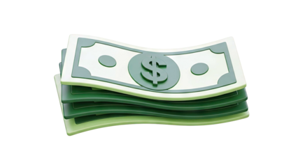 Stack of US Dollar Bills with Dollar Sign