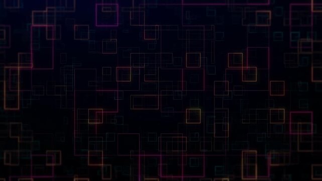 Abstract Geometric Grid Pattern Dark Background with Neon Lines.