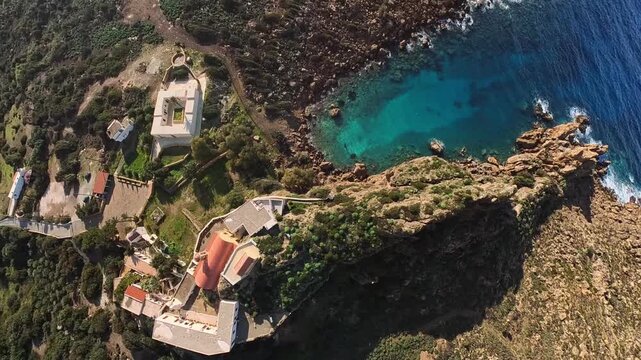 Monsatery Chrissoskalitissa Crete Greece Drone 4K