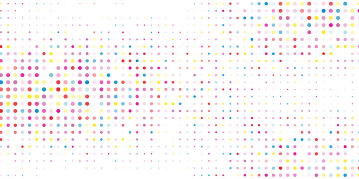Fun colorfull polka dot frame on white background