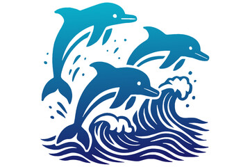 Fototapeta premium dolphin jumping out of water, Playful Dolphins in Unison – Ocean Vector Art
