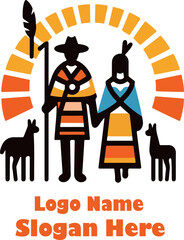 pueblos indigenas peoples logo icon vector white background .