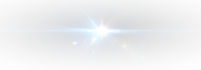 Dynamic lens flare with soft glow, radiant sunbeams, shimmering rays, and bright illumination perfect for digital illustration, video overlays, or abstract graphics