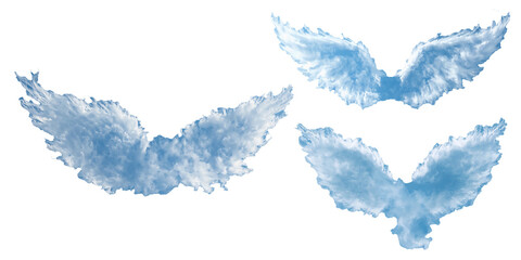 Fototapeta premium angel wings formed from soft clouds, symbolizing freedom, spirituality, afterlife and divine protection. Ideal for religious themes, spiritual illustrations, memorial concepts and inspirational design
