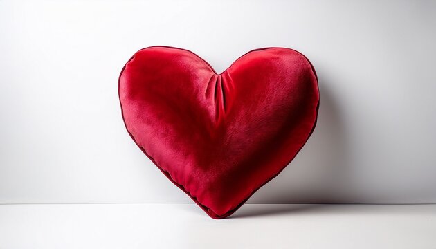 heart shaped velvet pillow for cozy living room decor on white background