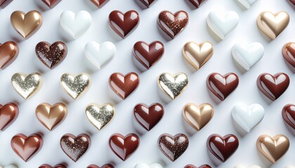 きらめくハート型コンフェッティと柔らかなボケ効果の背景  
Glittery Heart Confetti with Soft Bokeh Background
