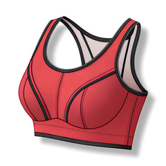 Red sports bra activewear top for fitness training on transparent background
