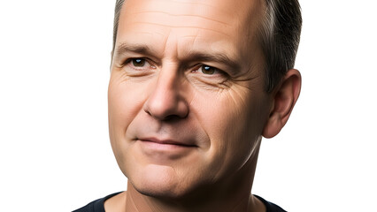 Studio closeup of a handsome young man with a casual smile and thinking expression looking at the camera as a professional business model