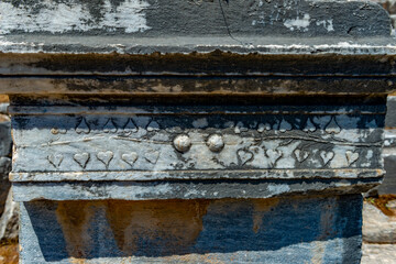 Ruins of the ancient city of Priene, Turkey. The Temple of Athena Polias in Priene  an Ionic Order temple located northwest of  agora, inside the sanctuary complex. It was dedicated to Athena Polias, 