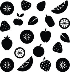  Healthy food pattern silhouette illustration