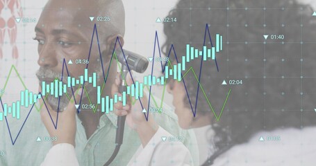 Doctor in labcoat examining patient in green shirt at clinic, using otoscope with chart-overlay
