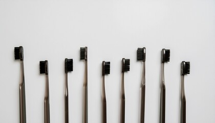 黒い歯ブラシと白背景のミニマルコピースペース／Black Toothbrush on White Minimalist Background with Copy Space
