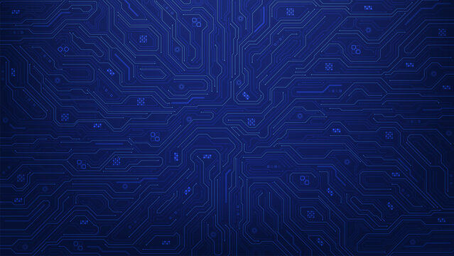 Futuristic circuit motherboard background. Circuit line with electronic elements. AI, artificial intelligence, data transfer, data flow, large language model. Technology banner. Vector illustration.
