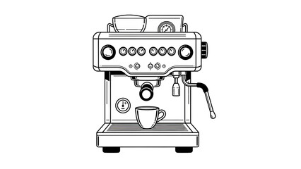 Espresso Machine Glitch Art Illustration On Black Background