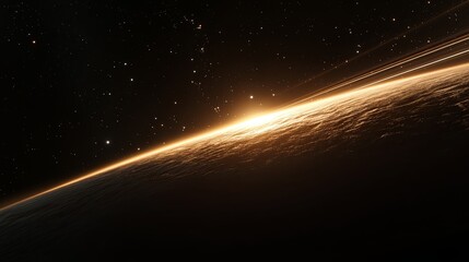 A glowing comet streaking through a dark sky, with bright trails of light and distant stars. .