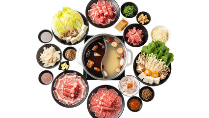 Traditional Asian Hot Pot Meal With Fresh Ingredients