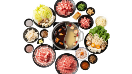 Traditional Asian Hot Pot Meal With Fresh Ingredients