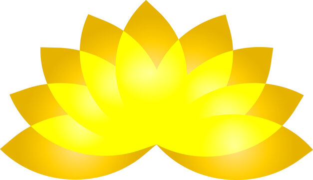Motif abstrait de fleur de lotus &ndash; Design sym&eacute;trique jaune et dor&eacute; en d&eacute;grad&eacute; sur fond transparent