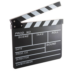 Fototapeta premium Film production clapperboard isolated on transparent background