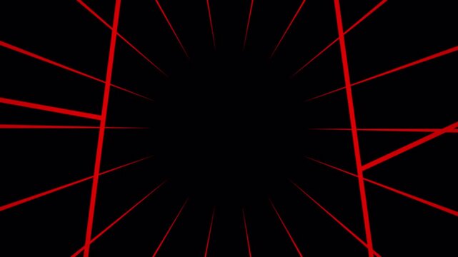 Abstract Red Laser Grid Tunnel Effect on Black Background.