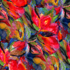 Seamless pattern with abstract colors. Drawing with oil paste.