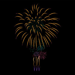 Fireworks Vector with black background.