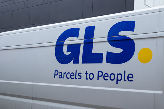 AALST, BELGIUM, 15 JANUARY 2026: GLS van parked whilst delivering parcels, with logo visible on the side. General Logistics Systems B.V. (GLS) is a parcel services provider operating in Europe.