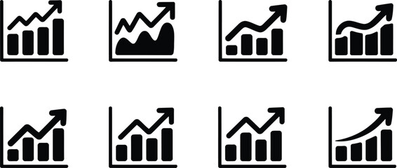 Fototapeta premium A black and white business graph illustrates increasing positive financial performance with a rising zigzag line